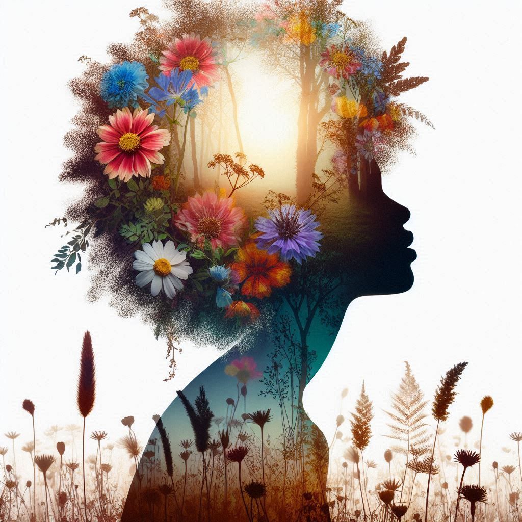 double exposure beautiful fantasy portrait landscape..