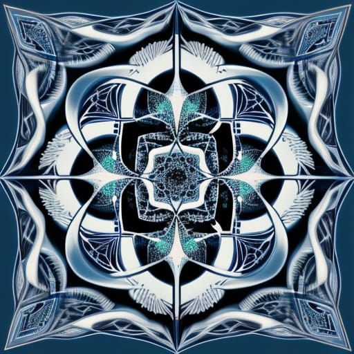 Eagle Catching Snake with Abstract Fractal Elements