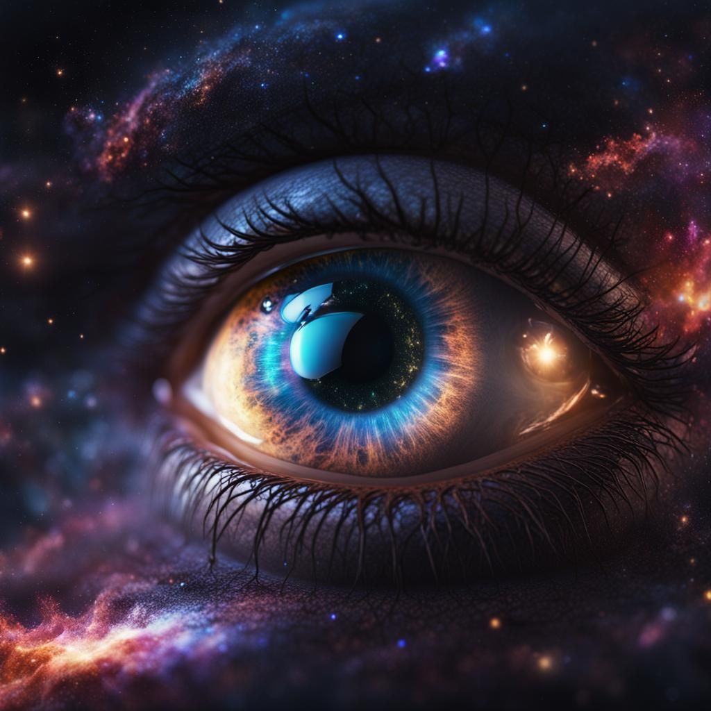 Dreamy, Galaxy eye in space, on black background - AI Generated Artwork ...