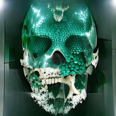 Portrait of a green skull with hair pop art glowing neon poster art - AI  Generated Artwork - NightCafe Creator