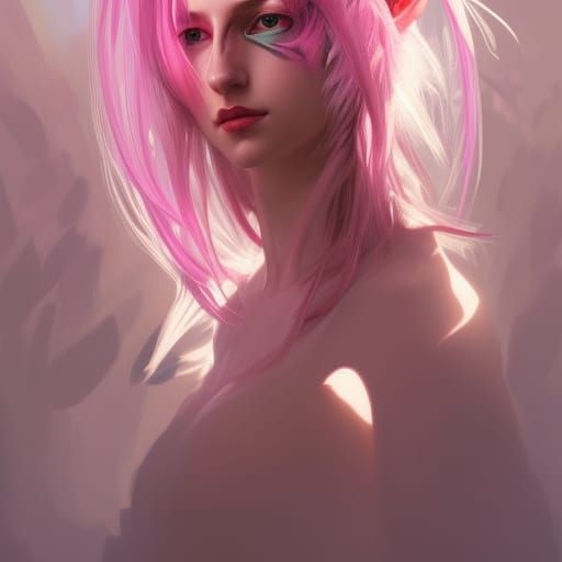 Tyto alba's pink hair, owl ears