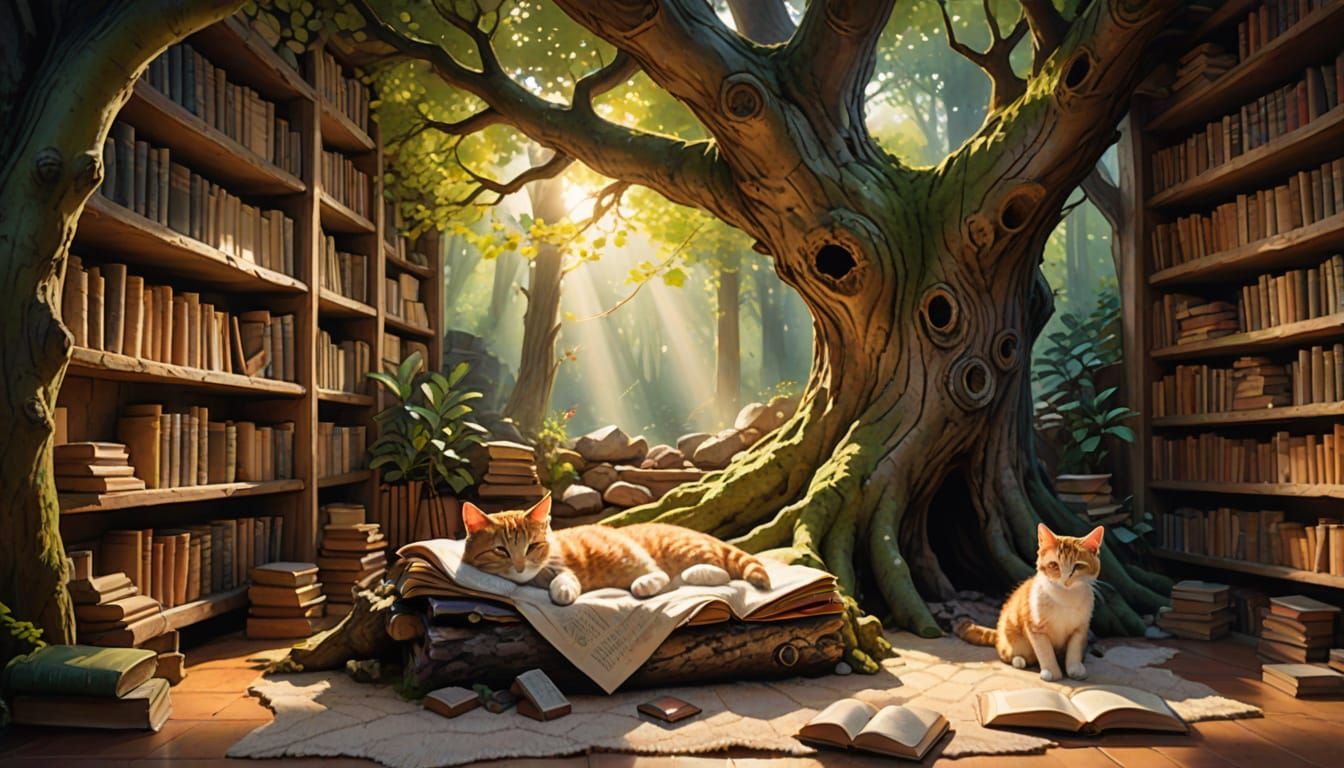 A cozy reading nook nestled behind a giant, hollowed-out ancient tree!  by @Paul G