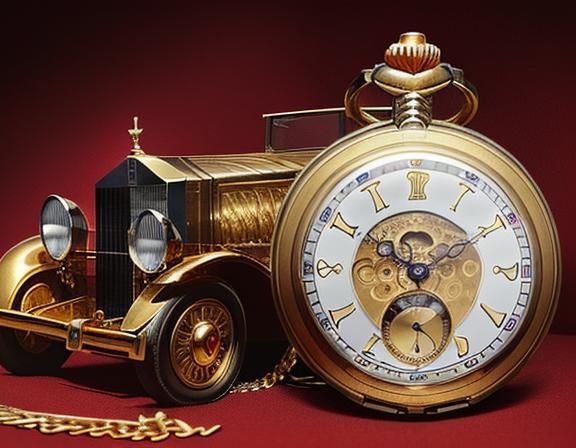 "Vintage Pocket Watch And Vintage Car"