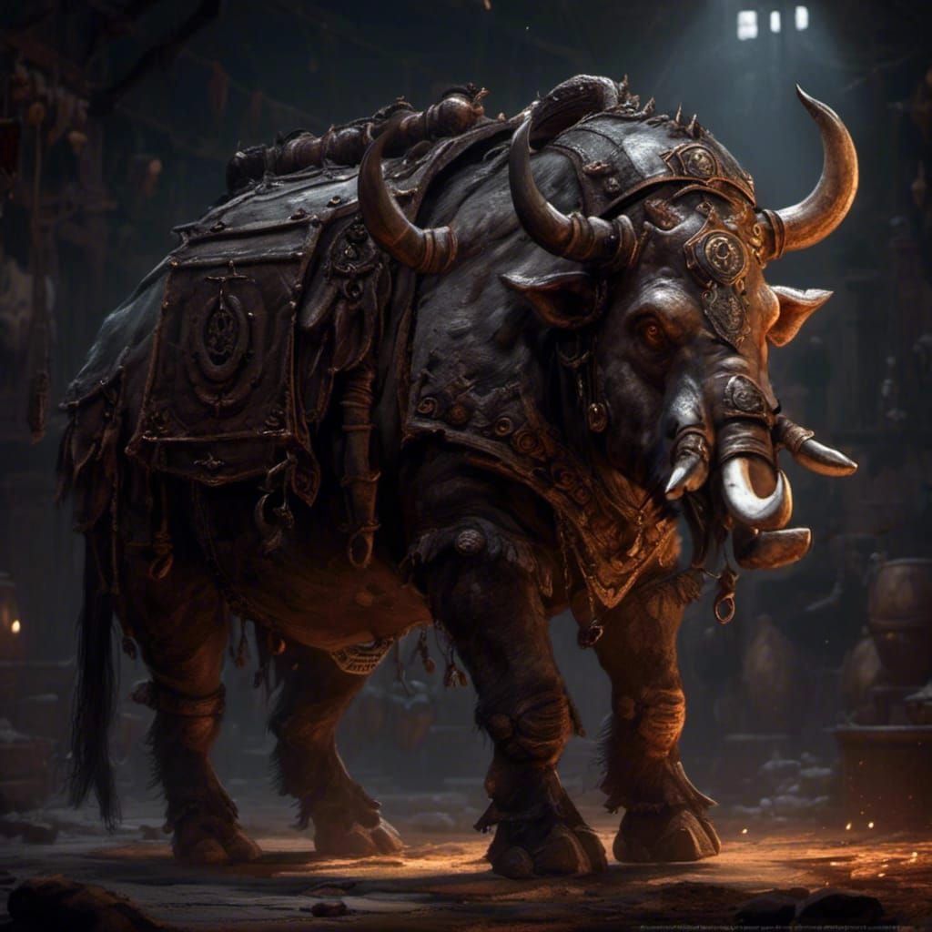 Hyperdetailed Dire Boar with Spiked Saddle