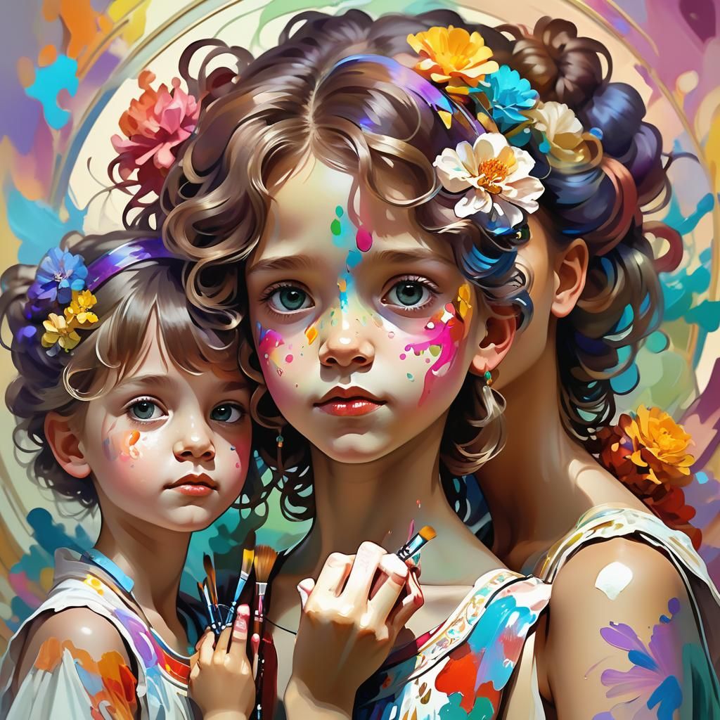 Children's Nail Polish Painting: Art Nouveau Portrait