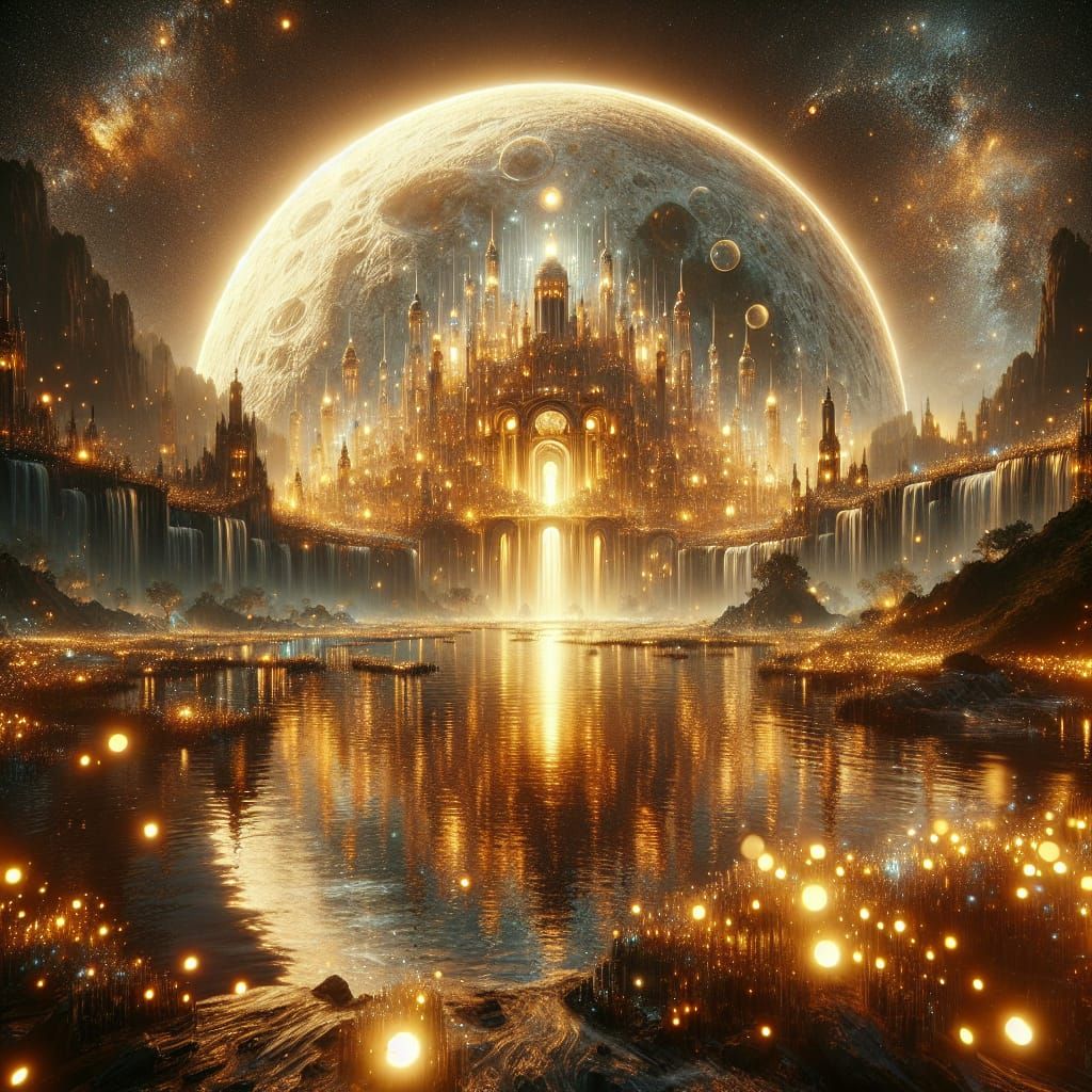 glowing sparkly kingdom in a sparkly moon  by @BM _DESIGNS