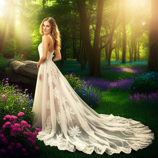 Beautiful Woman in a Magical Garden