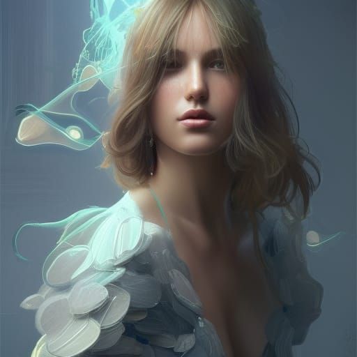 Fashion clothes with nanotechnology, female model full body ...