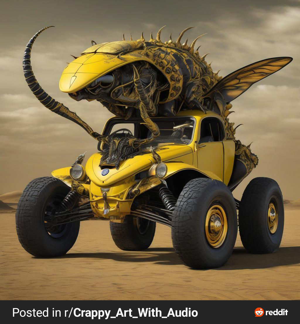 Surrealistic Yellow Dune Buggy
