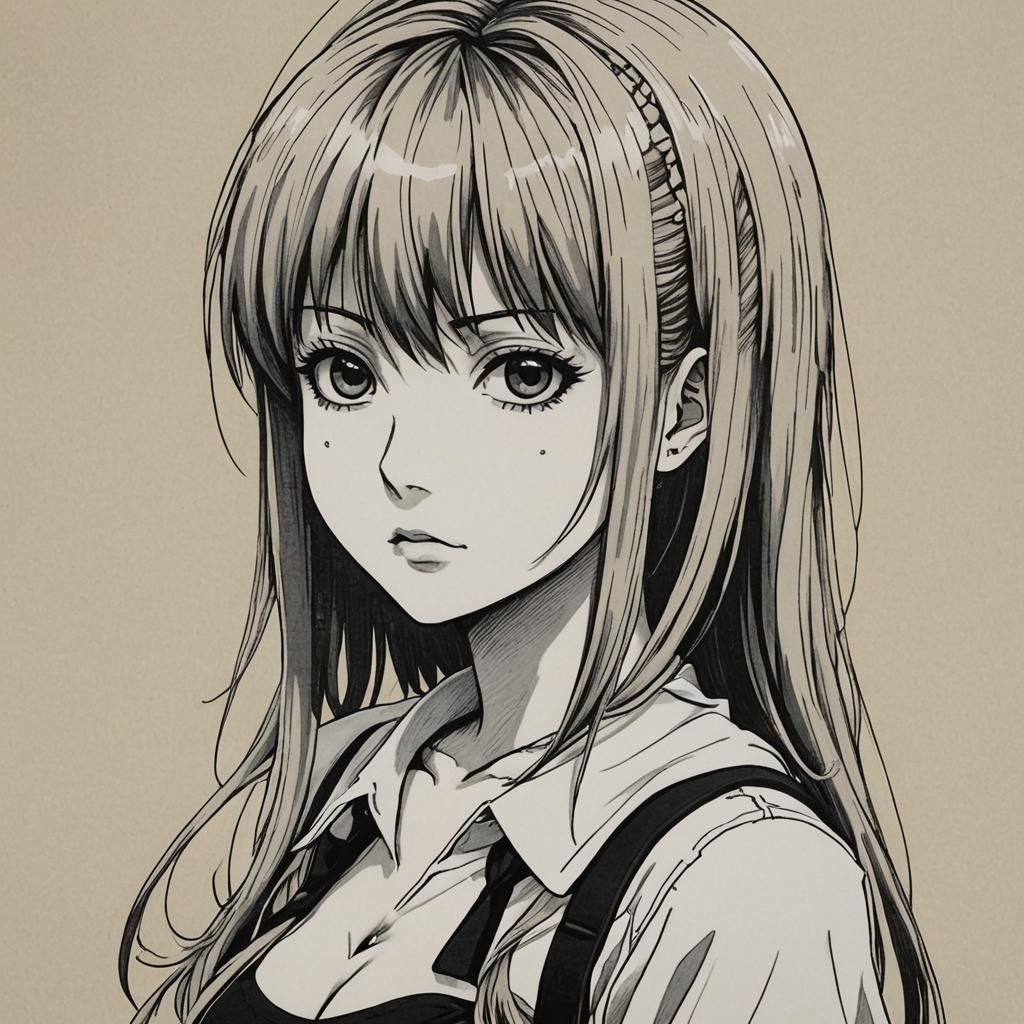 Misa Amane in Simple Manga Style