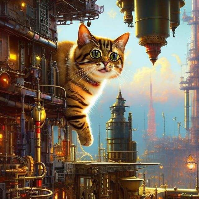 Cat Destroying Miniature Diorama  by @Iron Phil