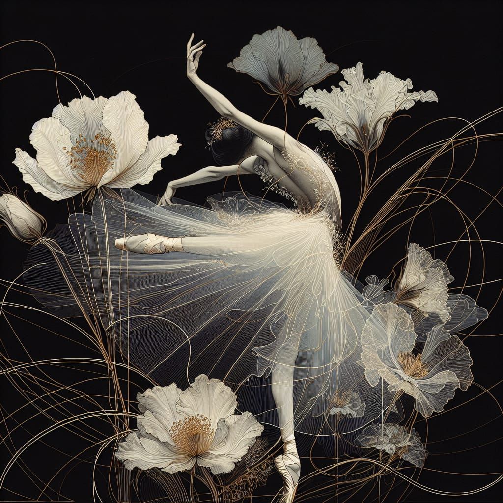 Floral tulle