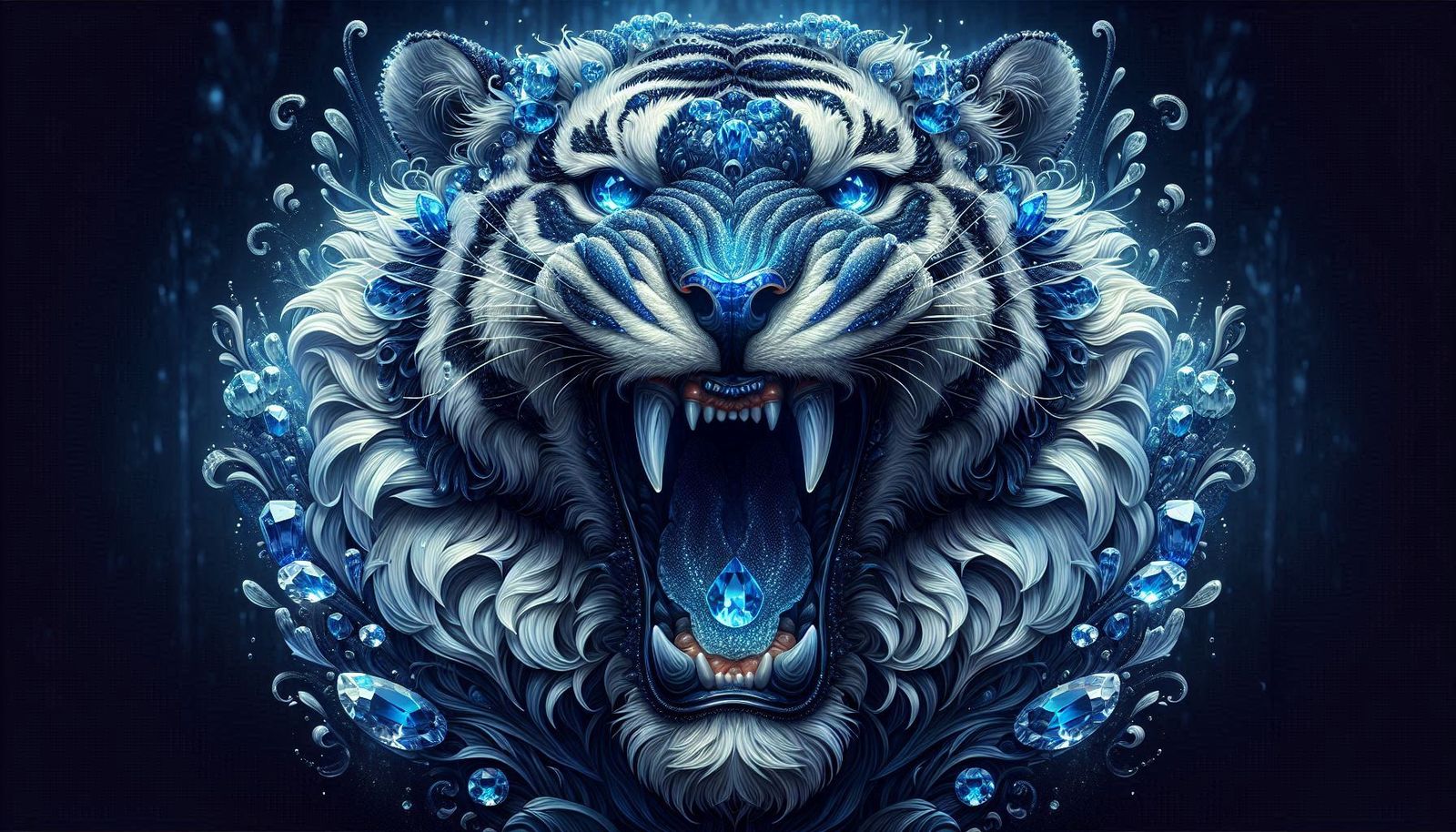 Tiger made of blue saphire