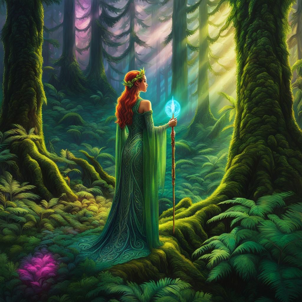 beautiful (elf 1.4) standing in hoh rainforest washington us...