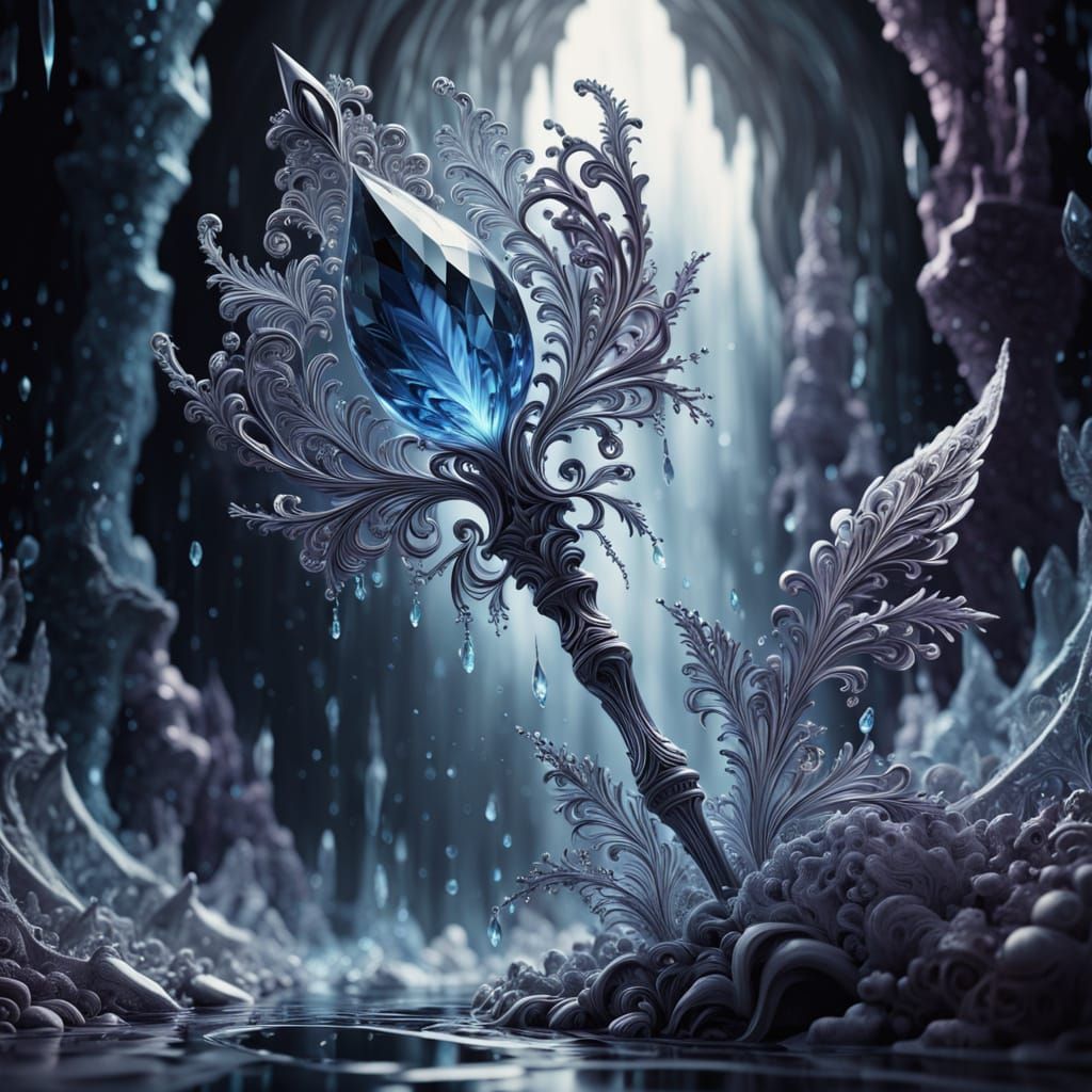 Ethereal Crystal Wand in Dark Fantasy Atmosphere