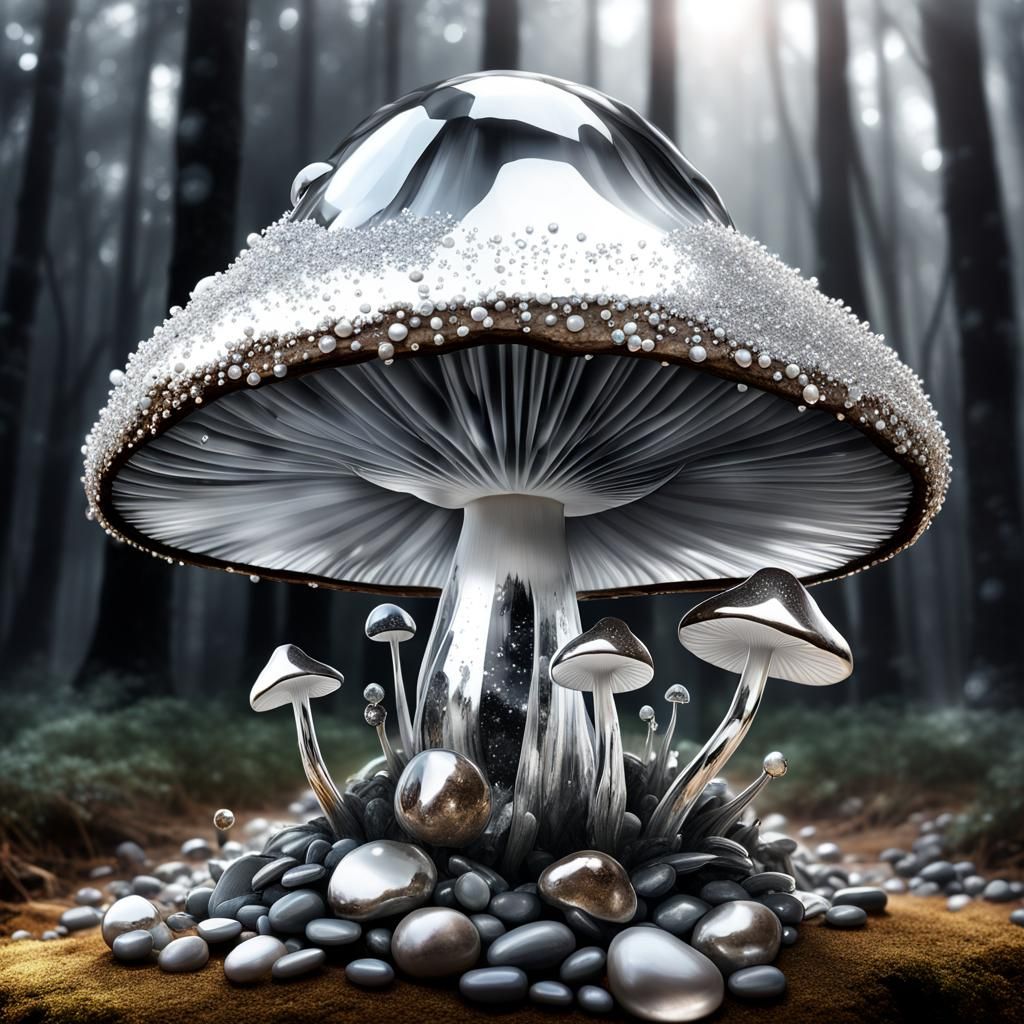 Rare Metallic Hematite Mushroom