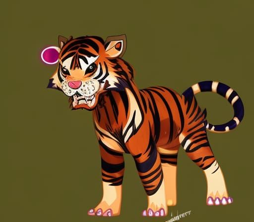 ferocious tiger foal cub