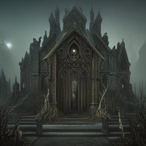 creepy necropolis made of bones