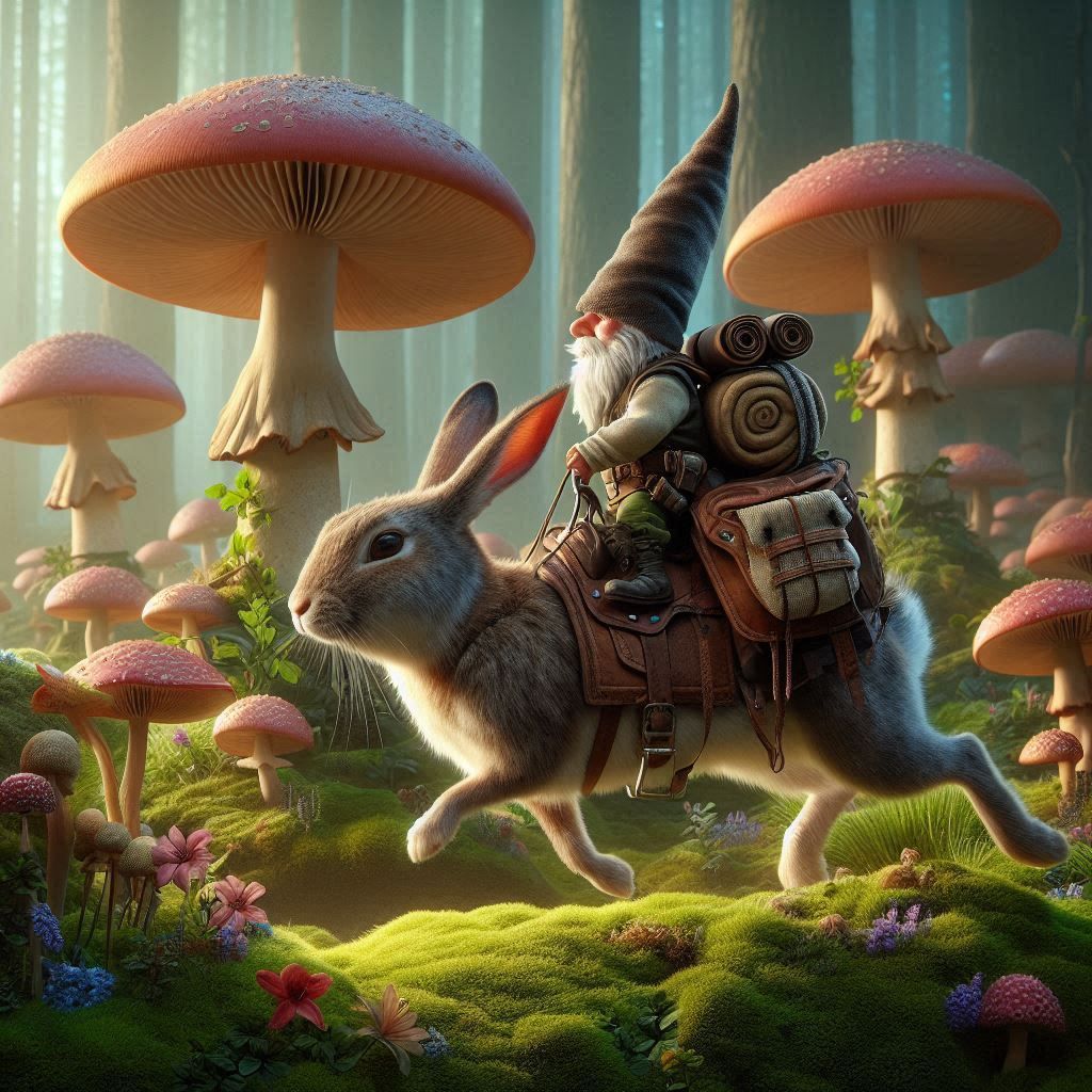 Gnome rabbit rider