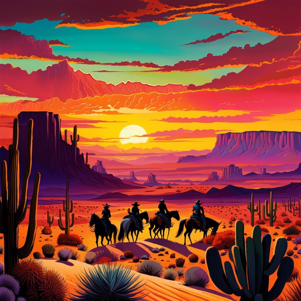 Cowgirls on a Desert Adventure v4 - AI Generated Artwork - NightCafe ...