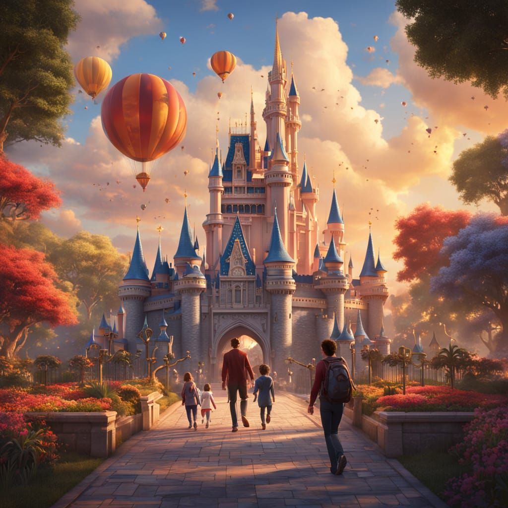 Fantastical Sunset at Walt Disney World in Vibrant, Unreal E...