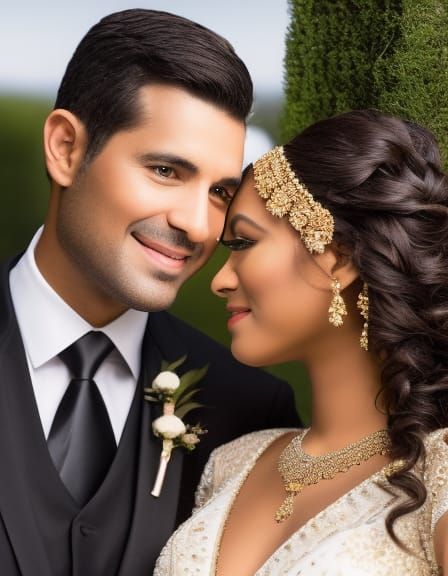 loving wedding couple