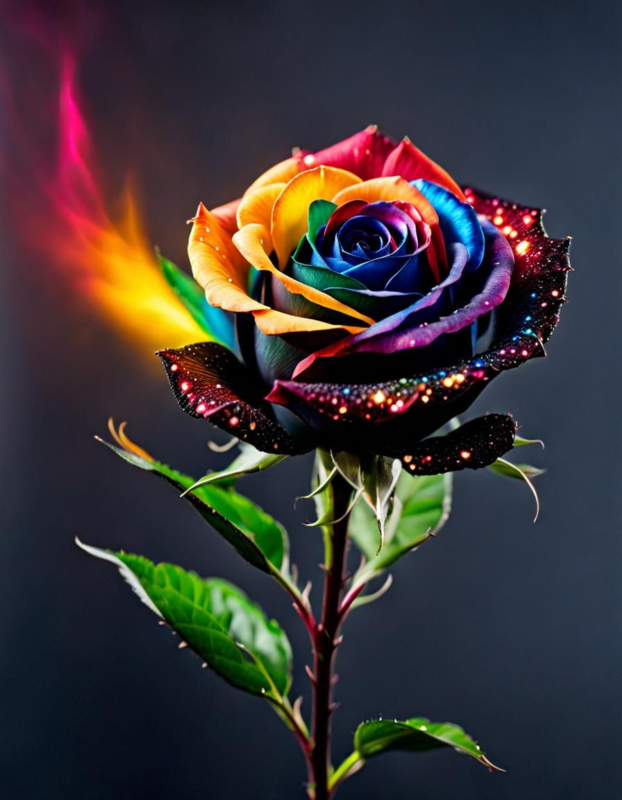  Beautiful rainbow flaming rose  by @BUZZY 