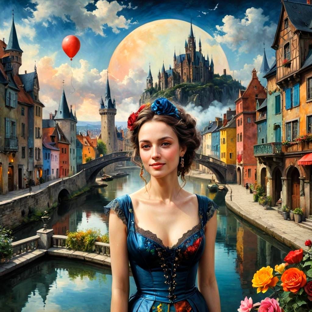Charming Lady Portrait in Surrealist Style