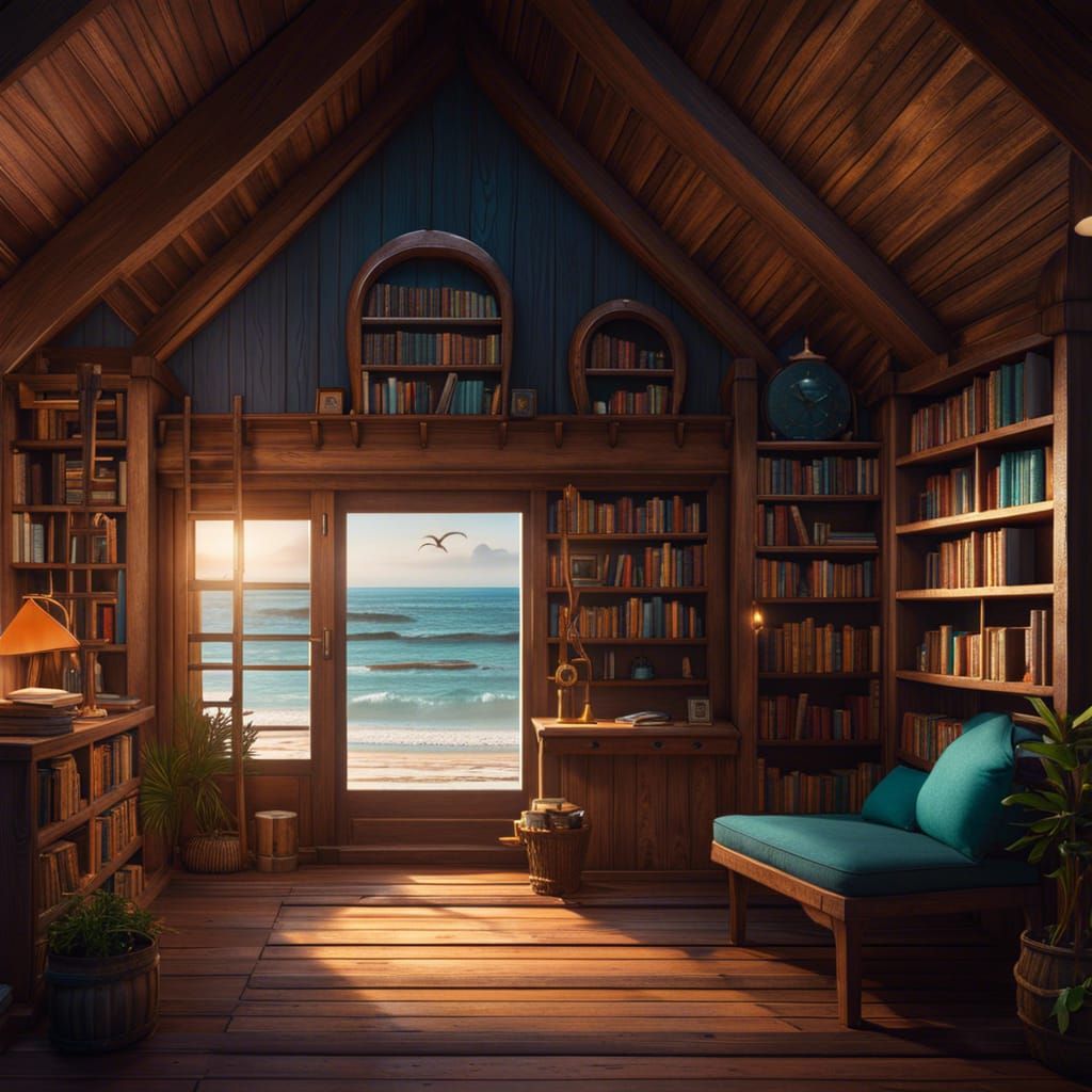 Beach cabin with book shelves  by @Desislava