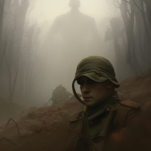 Fog hanging over trenches world war one