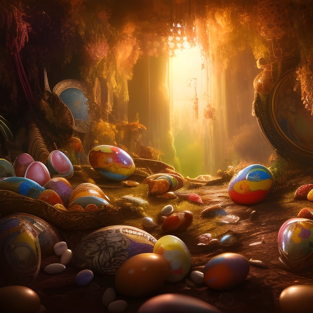 The decorated Easter eggs secret cave  by @Bregalad