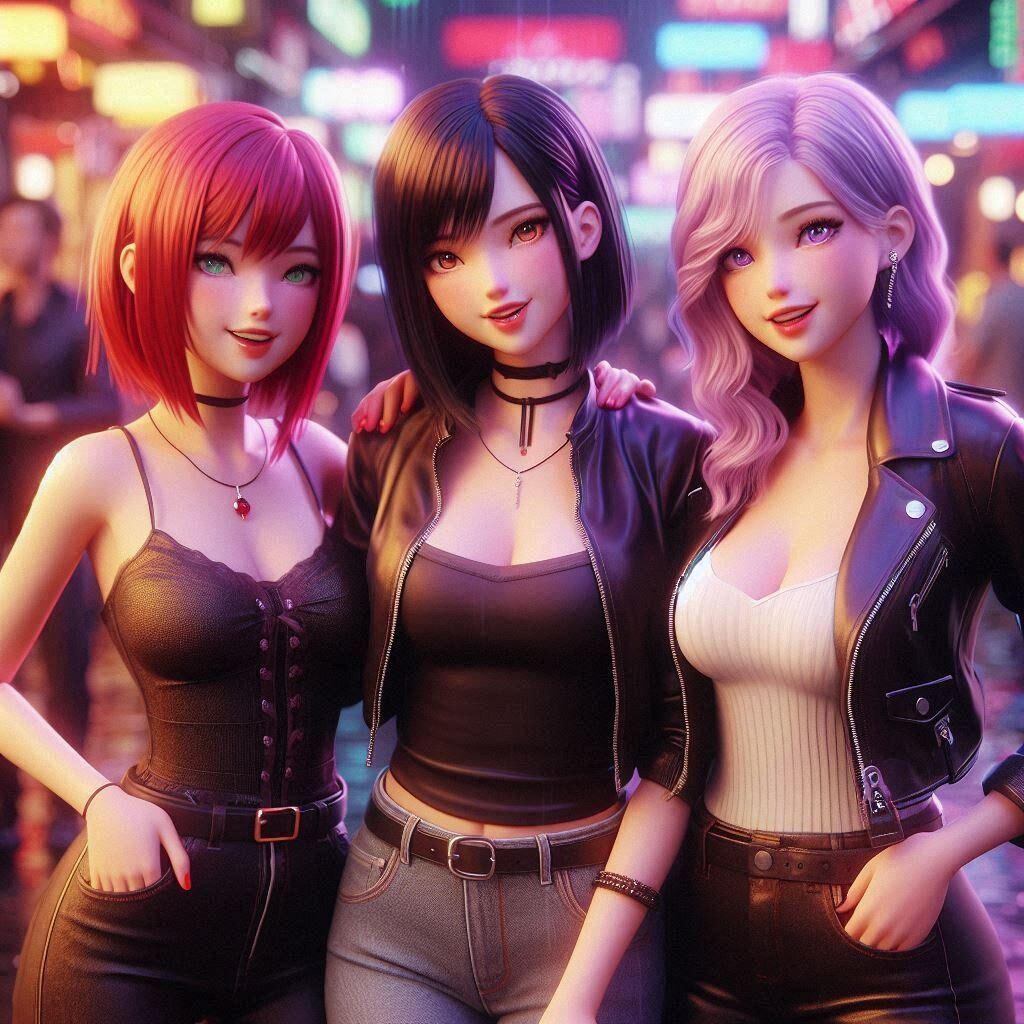 Shopping in the underground market with Akane and Peony