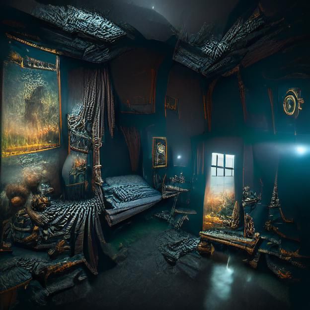 Dim eerie unsettling room beautifully lit Ferdinand Knab (3) [8K 3D 8k ...