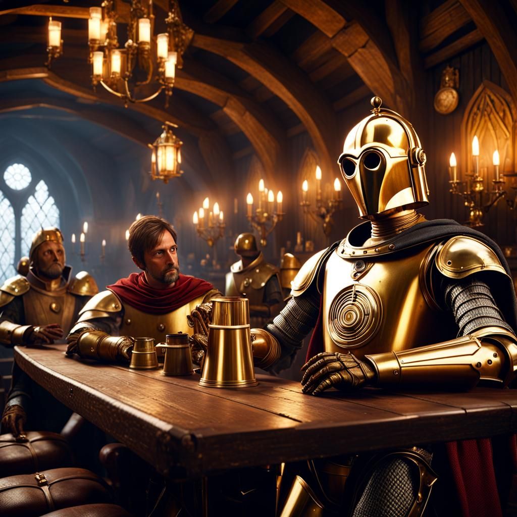 C3PO feeling awkward at the tavern 🍺   by @Ideal