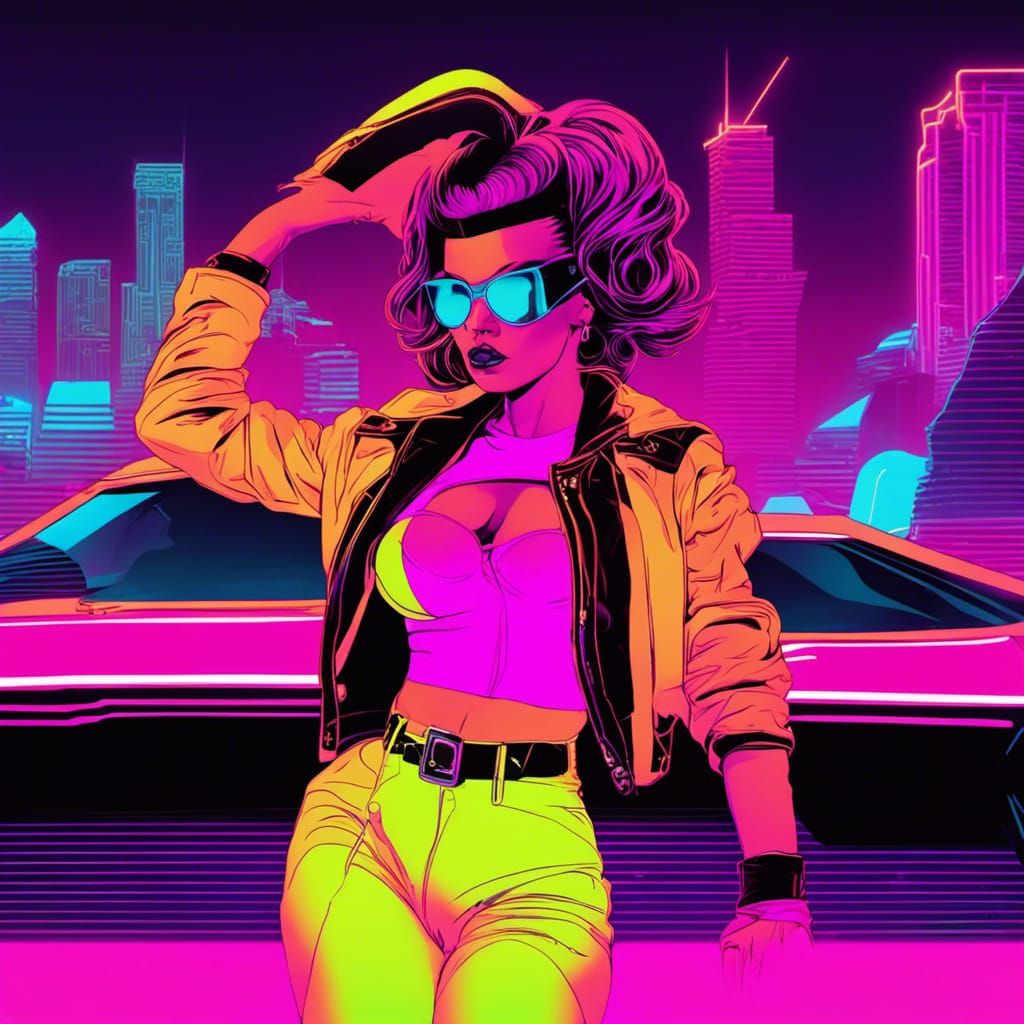 Lady Keisha synthwave neon retro