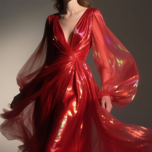 Sparkling red silk floaty dress 