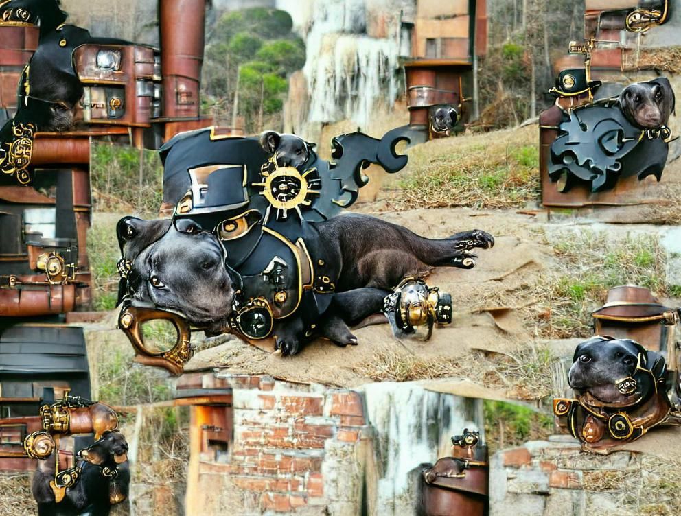 Steampunk black Pitbull