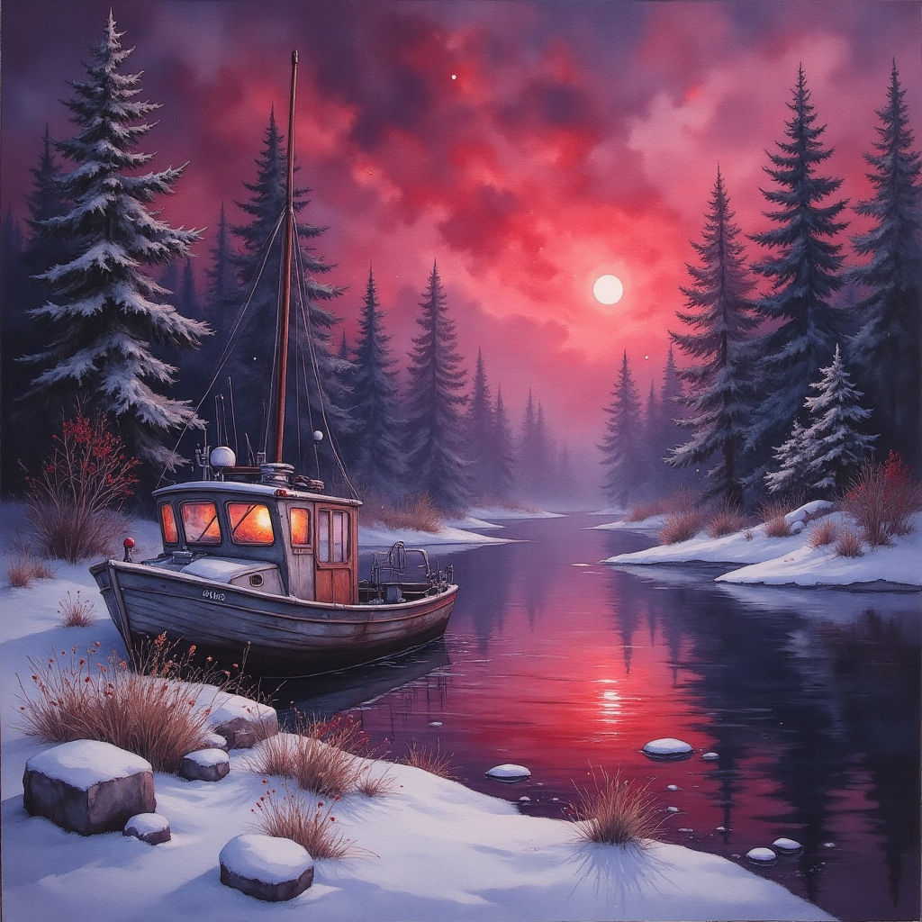 Fishing Boat with Fishing Poles