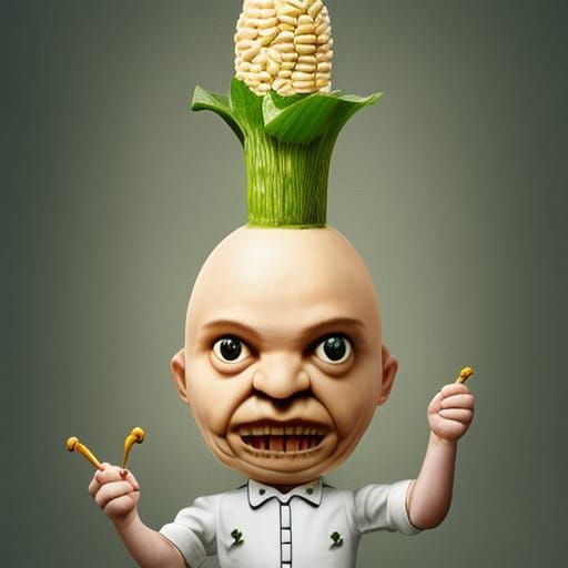 Surreal Corn Chef Emoji in 3D Render