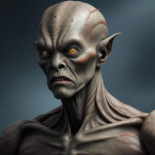 Mutant of Mars alien creature pale skin with strange anatomy...