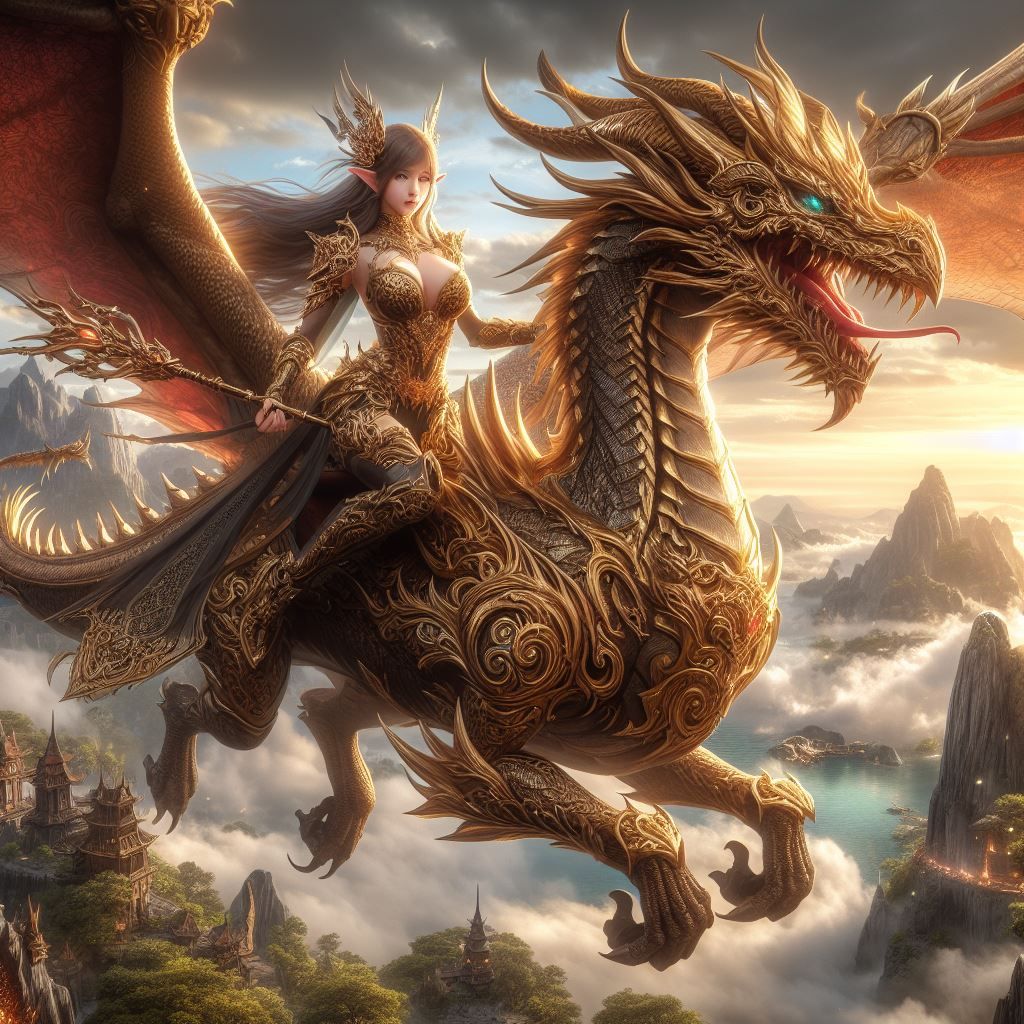 (2 Images) Beautiful female warriors mounted on a fierce, mi...