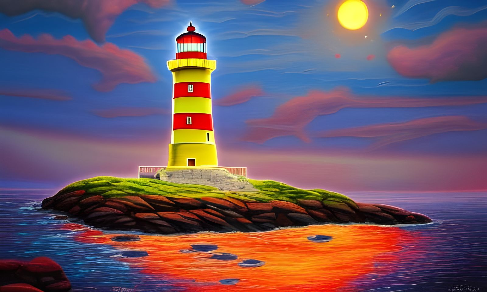 Coastal Lighthouse at Sunset