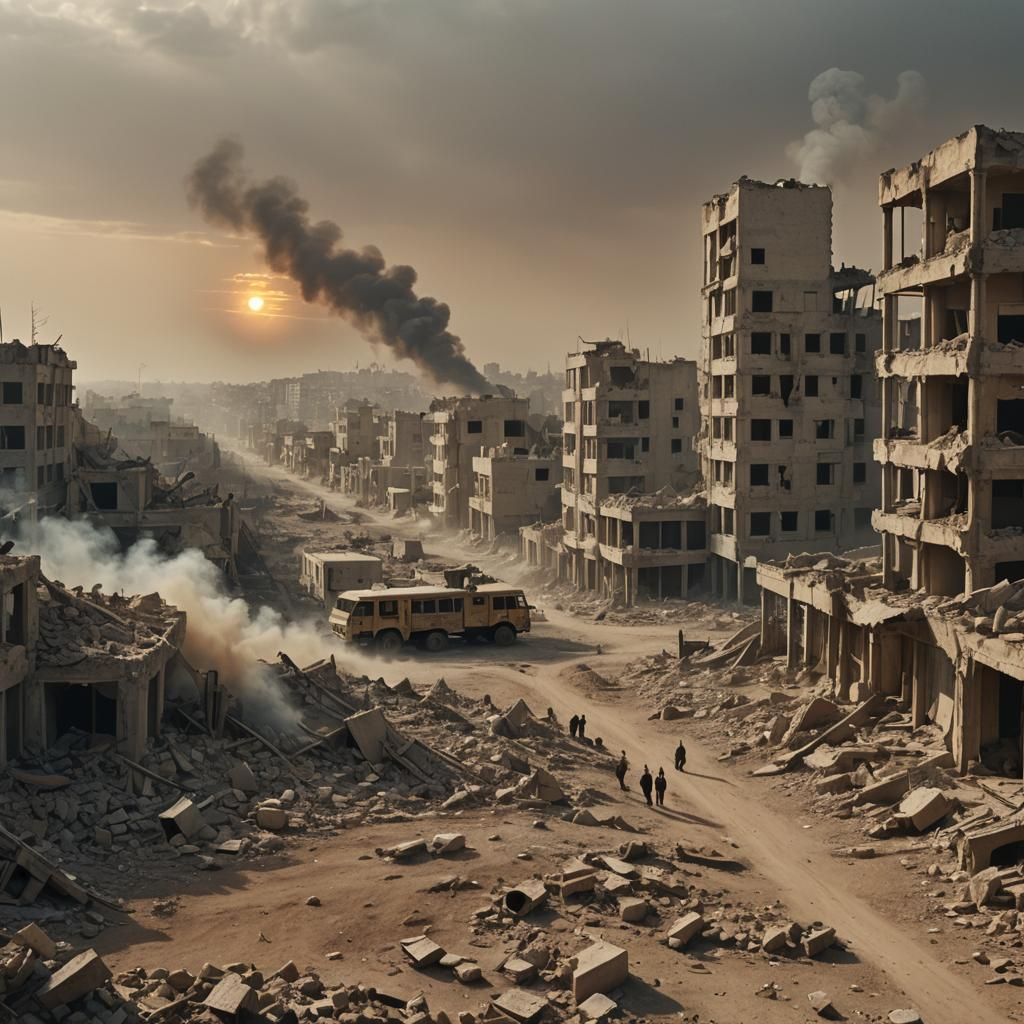 Gaza Cityscape in Ruins: A Cinematic Still