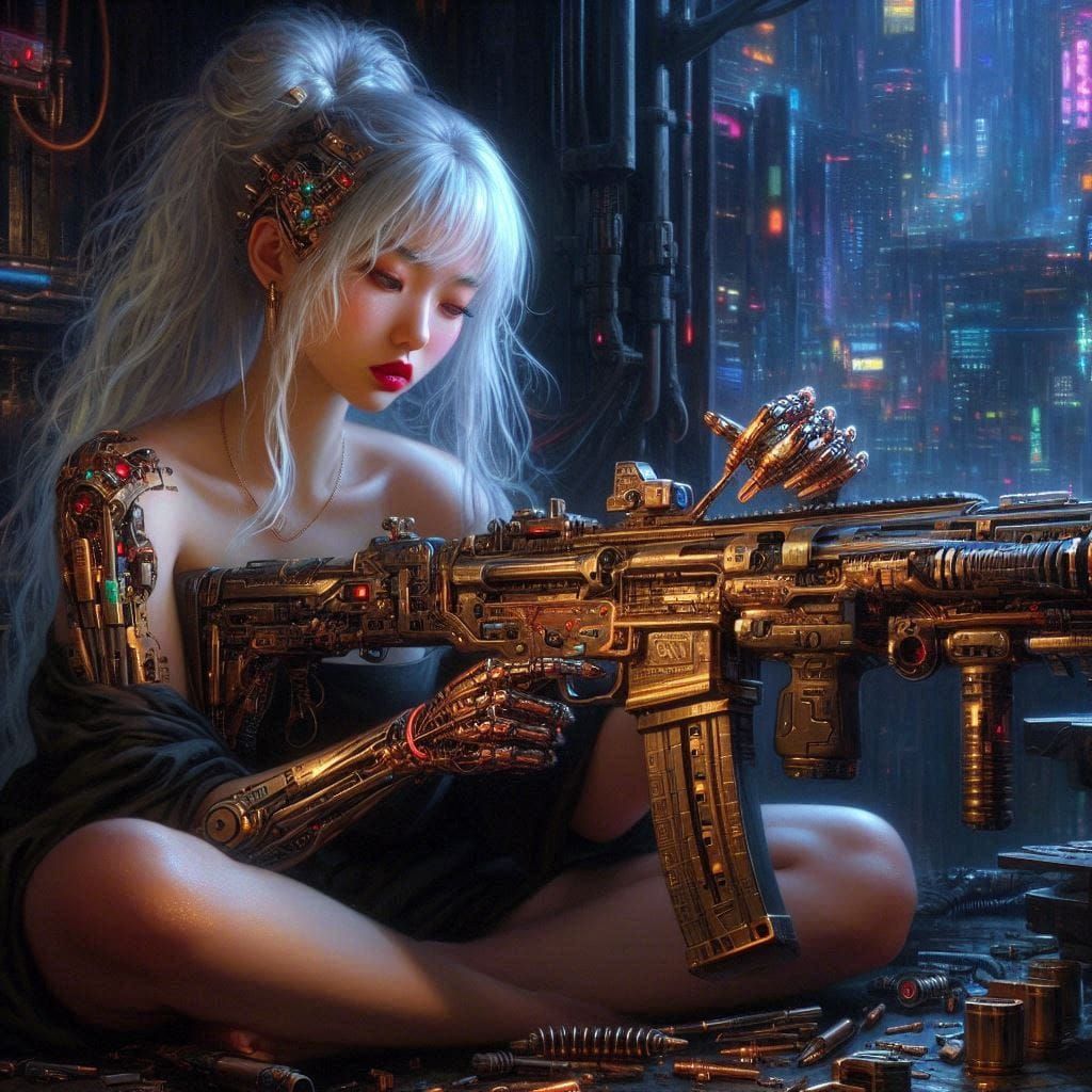 Ha-eun takes care of her rifle