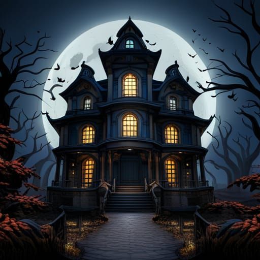 Haunted house in the middle of the forest