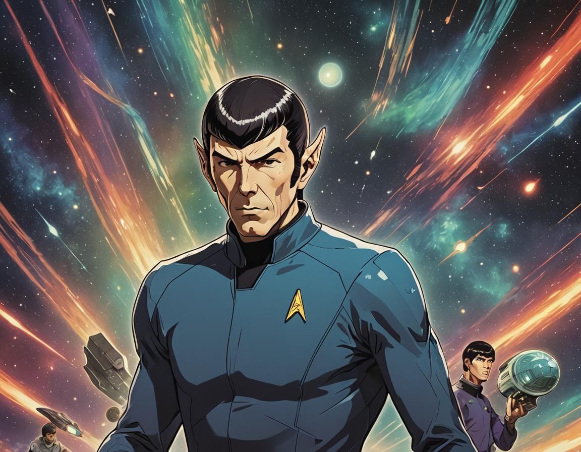 Dr Spock of the starship enterprise anime style