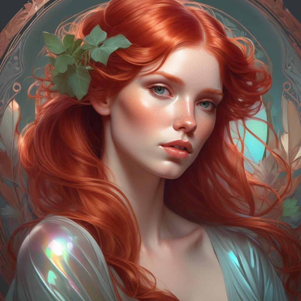 Iridescent Redhead in Ultra Realistic Digital Painting