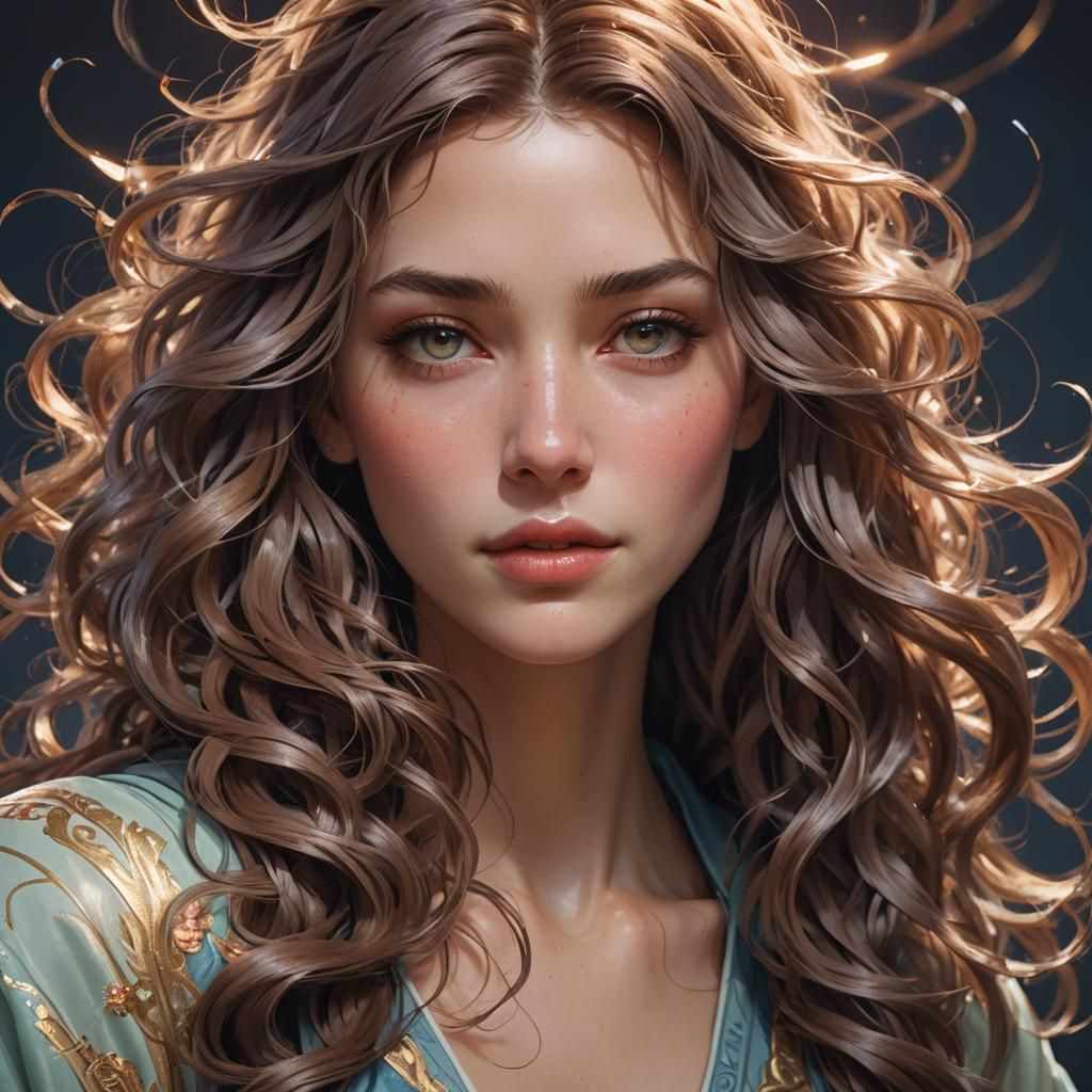 pretty girl with ling wavy hair