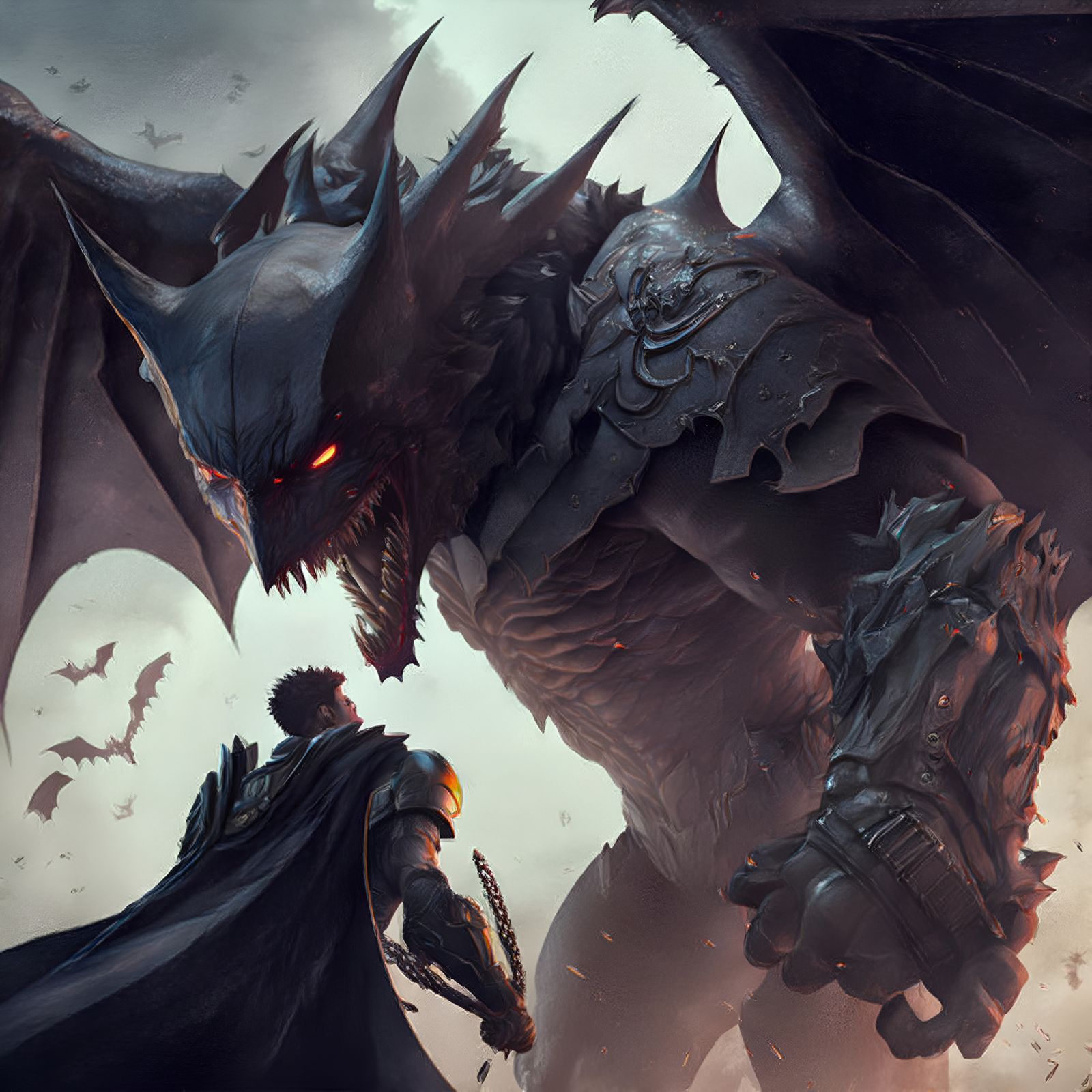 Midjourney v4: Never give up, no matter how big your inner demons may be.