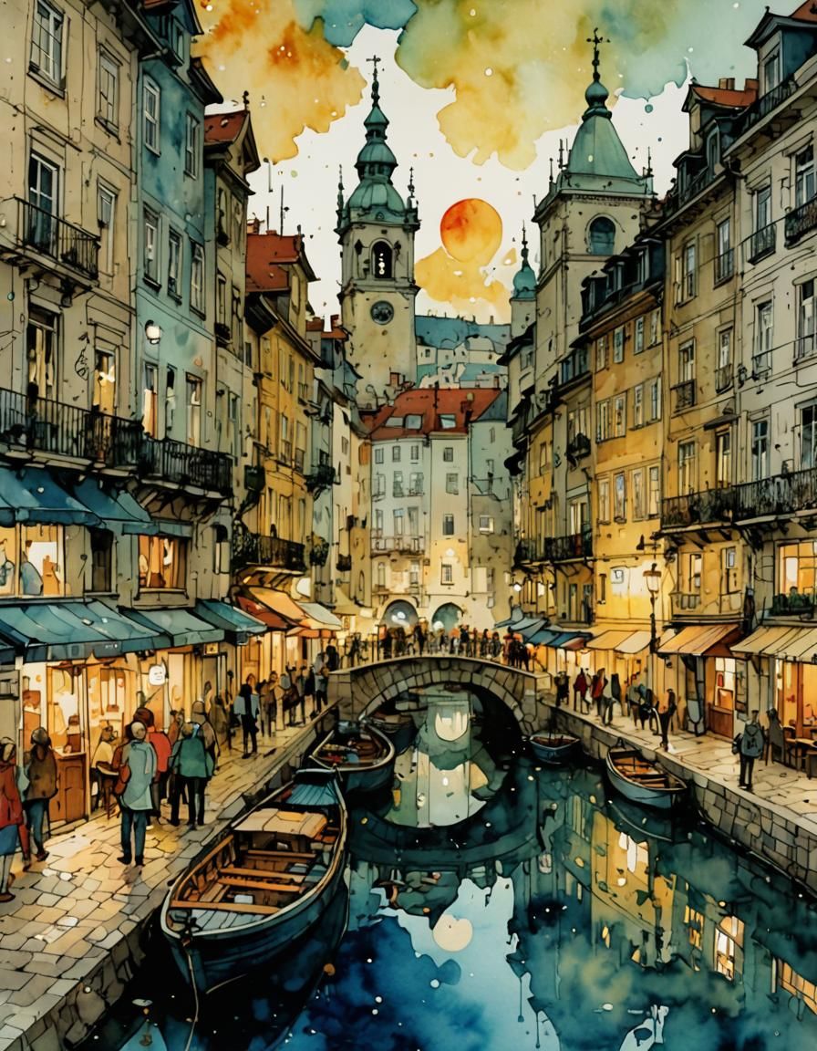 Watercolor Portrait of a City 1965  by @JustBubu